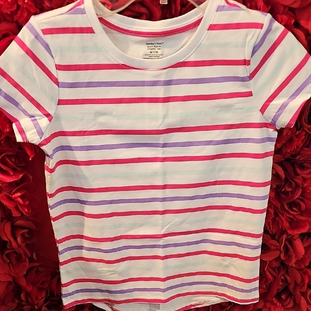 Members Mark NEW Colorful Striped Kids T-Shirt Size Medium 7/8